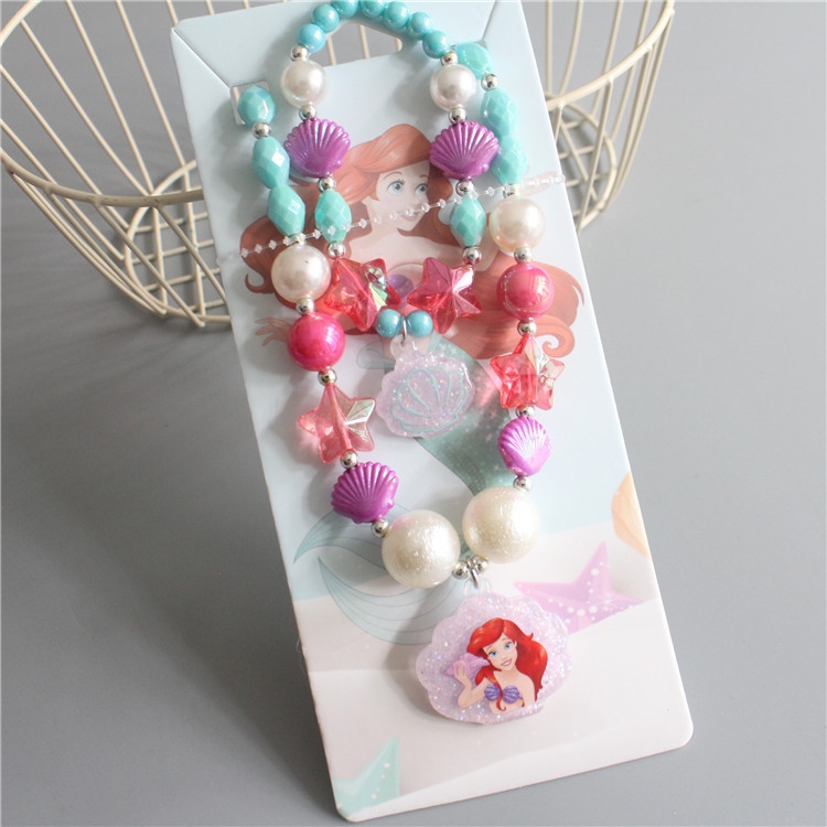 New children's necklace and bracelet, ice and snow girl, mermaid, unicorn, cartoon princess, baby jewelry set Application Scenario