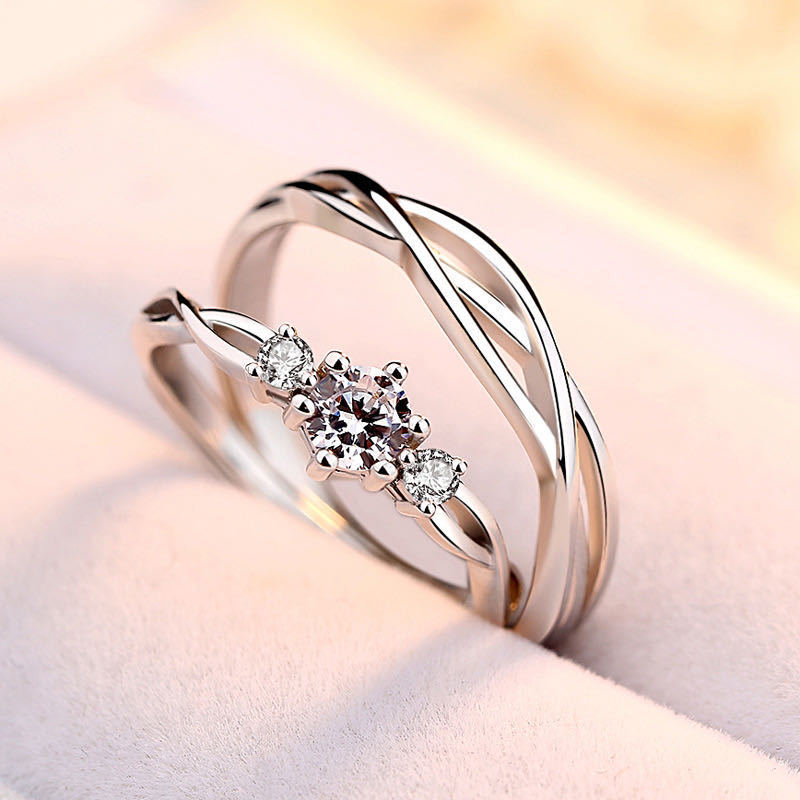 A pair of student Korean-style trendy couple rings with simple openings, a gift for boyfriends and girlfriends detail image 2