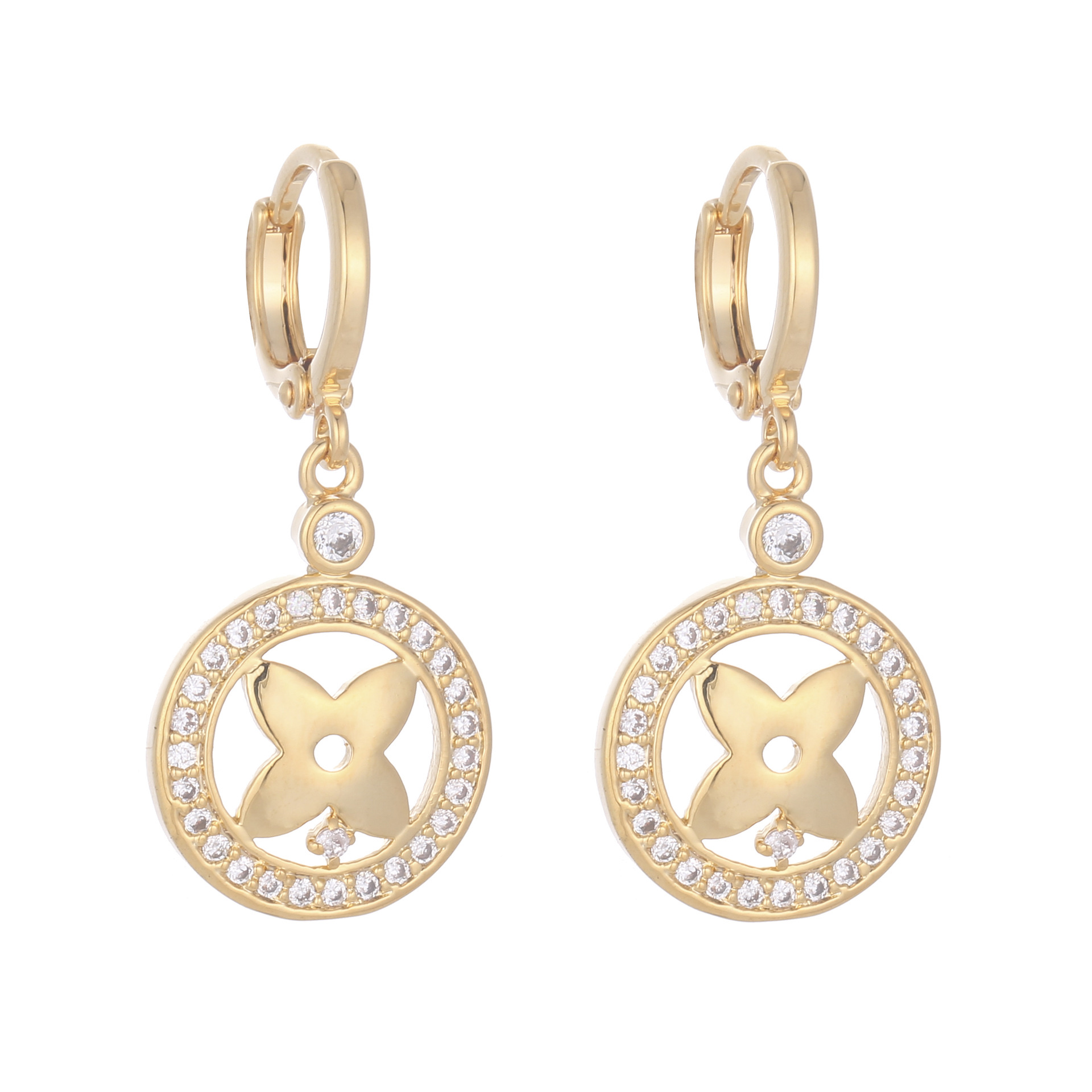 505 Fashion Trend European and American flower plant-shaped zircon copper earrings and pendants manufacturer direct heat supply, best-selling wholesale earrings pic 6