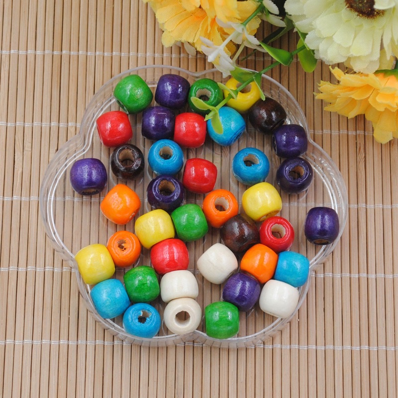 diy children's beaded 17/12MM large-hole round beads, colored wooden beads, scattered beads, dreamcatcher material wholesale details Picture