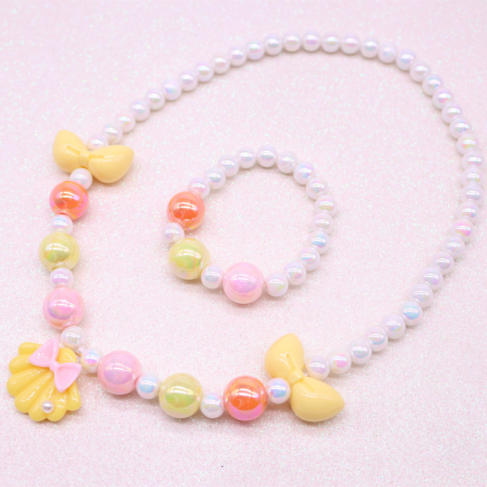 New Korean-style children's necklace and bracelet, girls' colorful shell, cute and sweet necklace accessory, clothing matching accessory