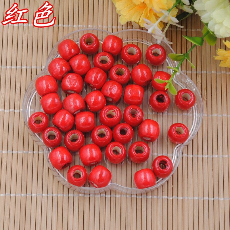 diy children's beaded 17/12MM large-hole round beads, colored wooden beads, scattered beads, dreamcatcher material wholesale Specification image