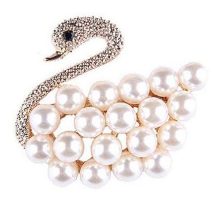 Noble woman imitation Pearl Swan Everything Flower Brooch Pearl set diamond Large Snowflake Brooch sweater suit jacket Brooch Accessories