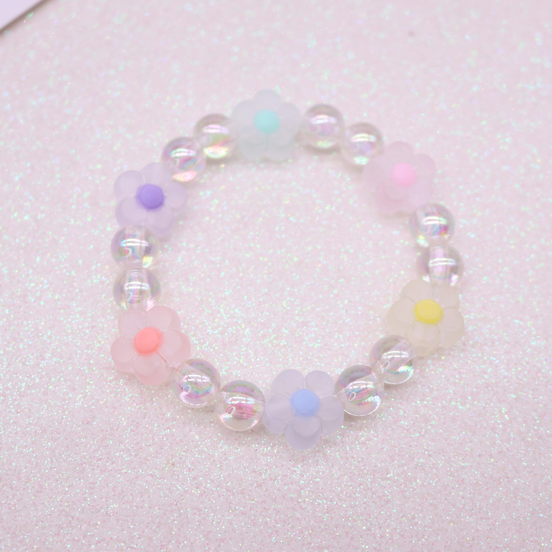 Korean version of children's new bracelet girls flowers Spring color transparent bead bracelet girls jewelry accessories thumbnail