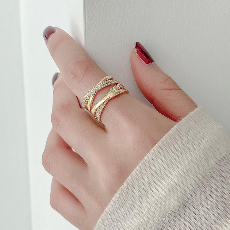 Full star ring light luxury niche delicate tail ring Female little finger joint ring fashion open index finger ring plain ring jewelry