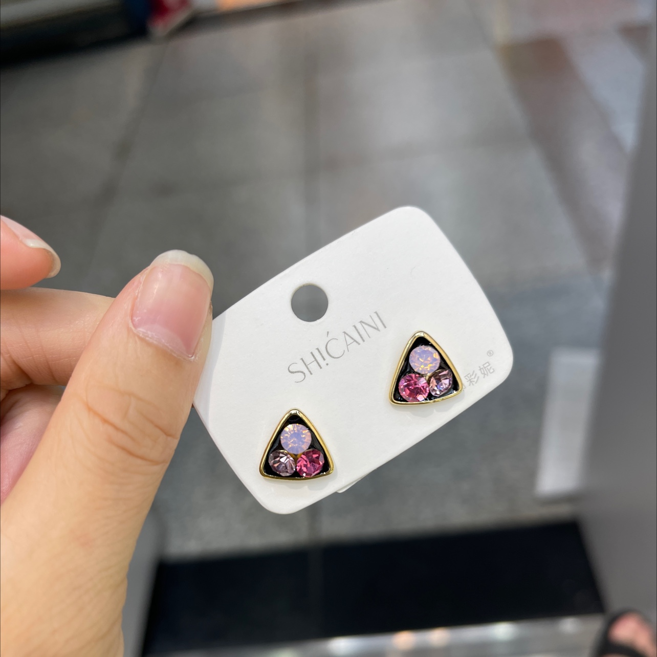 Triangle girly heart color earrings