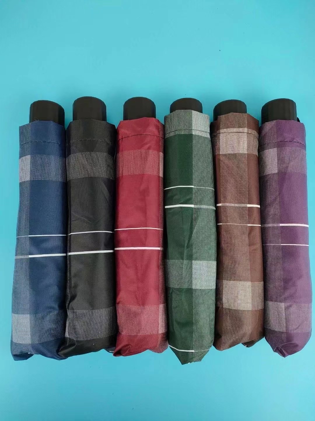 千家旺男士商务黑胶格子大号双人雨伞 10骨三折挡风遮阳户外太阳伞  有3款6577，6527 ，6575价格差不多详情图16