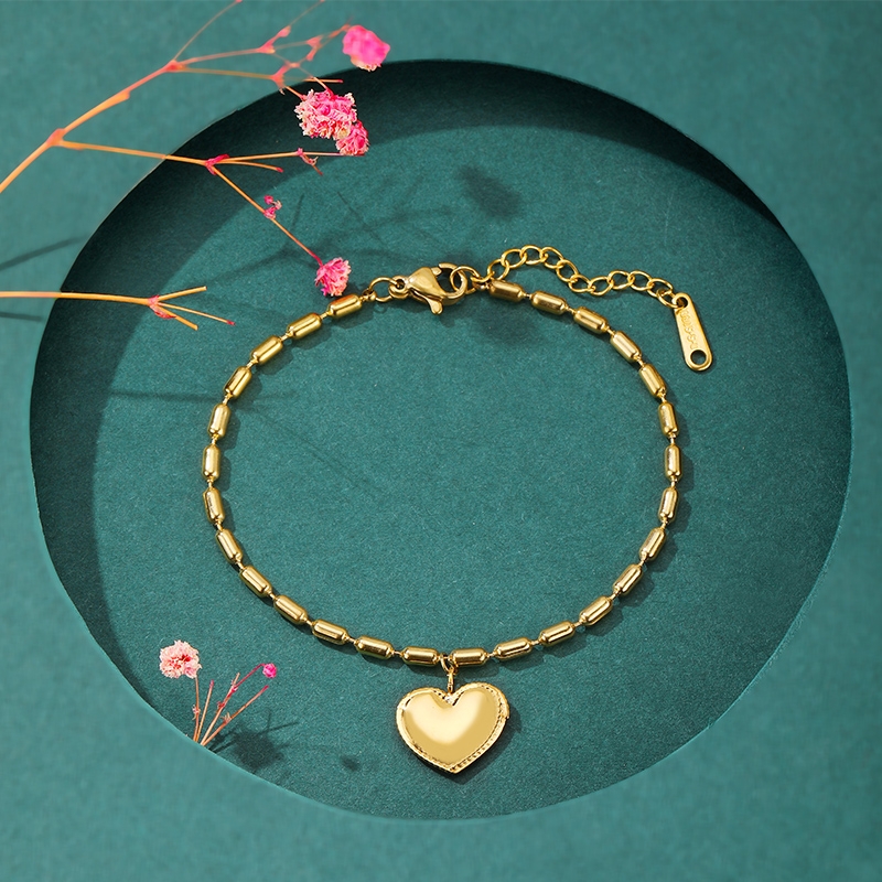 2021新款网红爆款项链夏季女士高级轻奢简约风桃心竹节手链