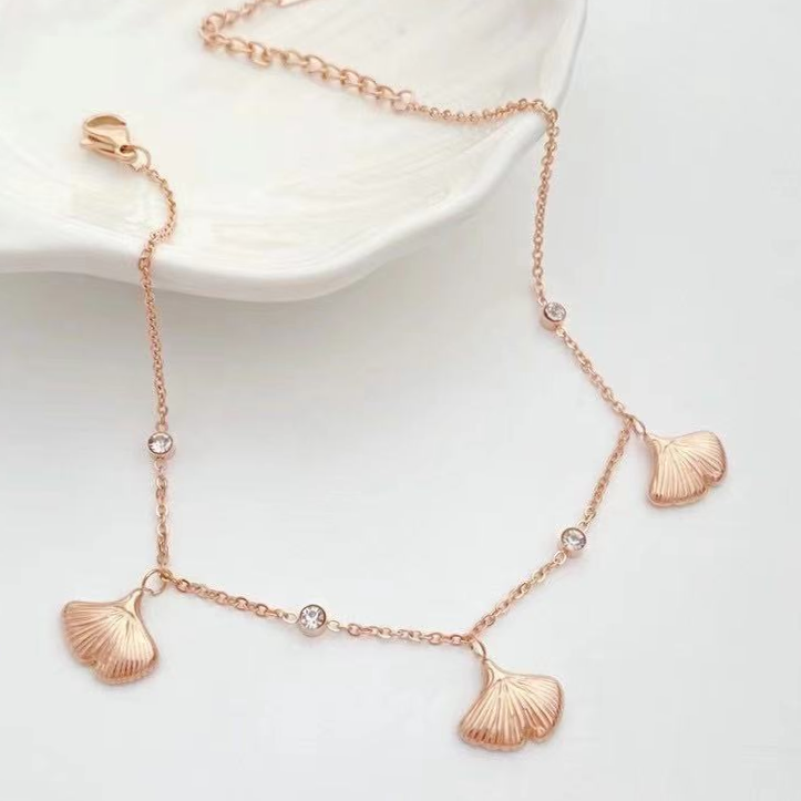 钛钢不掉色时尚百搭冷淡风玫瑰金贝壳锆石脚链韩国高级精致气质网红ins脚饰女欧美2021新款欧美嘻哈潮人