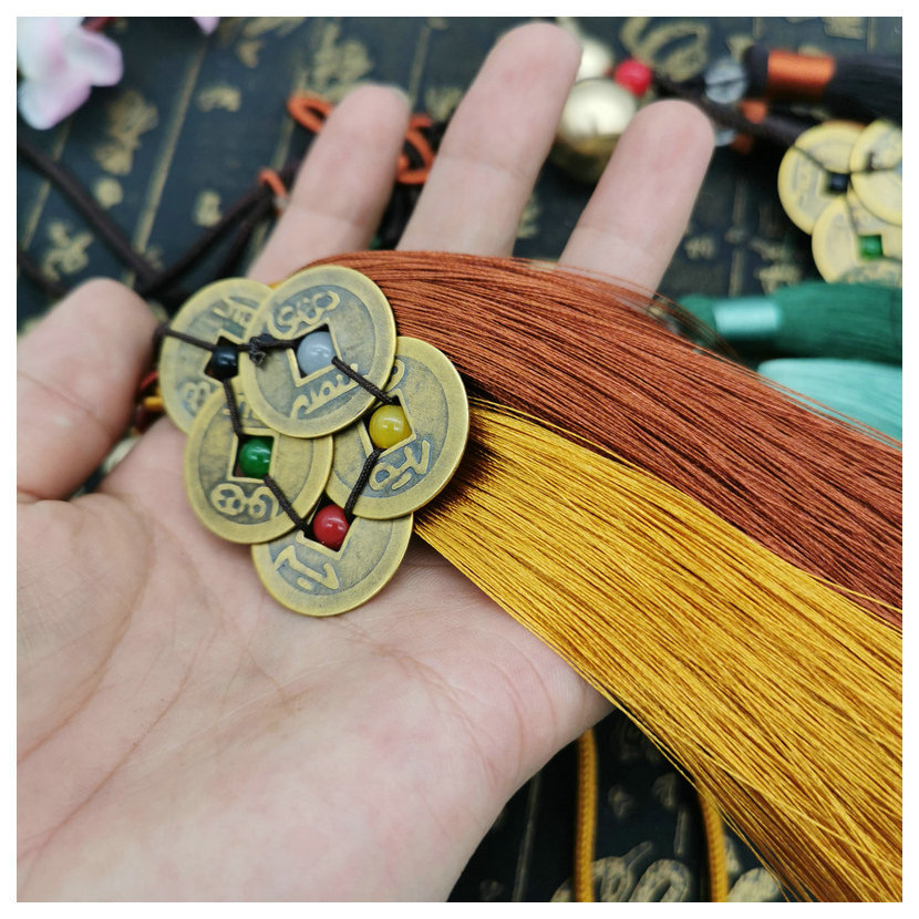 Wholesale of pure copper upper and lower opening gourd pendants, gold, wood, water, fire and earth copper gourd pendants, red, yellow and purple pendants detail image 2