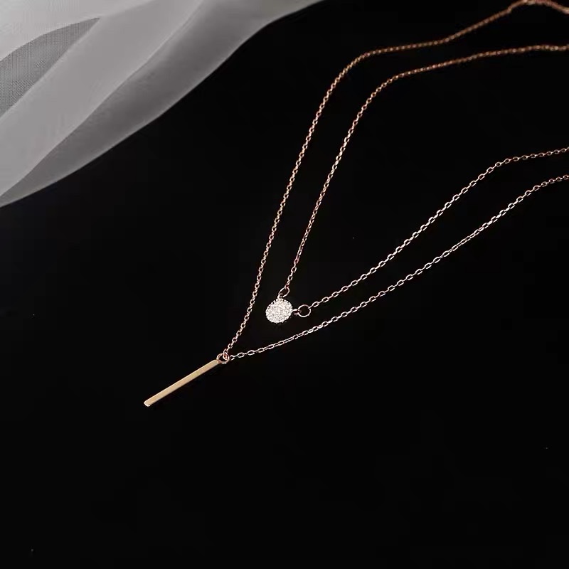 A new summer women's double-layered collarbone chain with a light luxury and niche design from Japan and South Korea details Picture