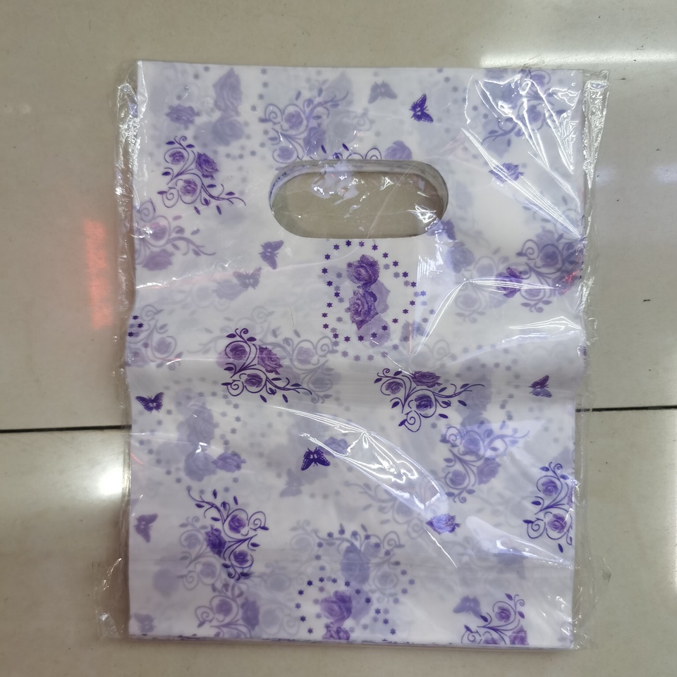 20*25 Purple Flower Gift Bags Men's And Women's Children's Clothing Store Handbag Custom 100 Bags