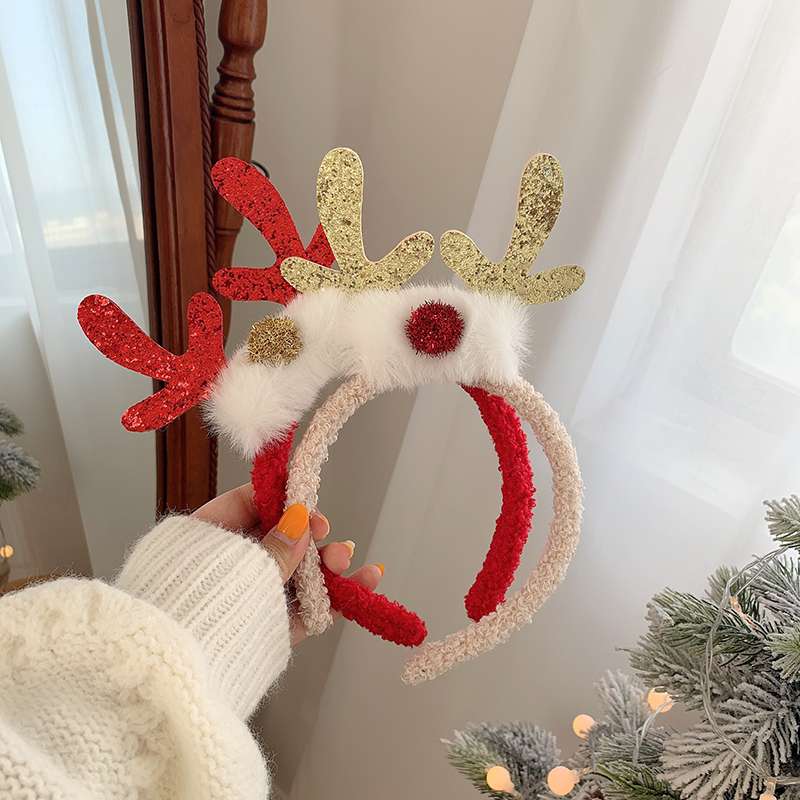 圣诞节装饰品节日表演头饰鹿角发箍儿童礼物发光头箍成人装扮发卡13产品图
