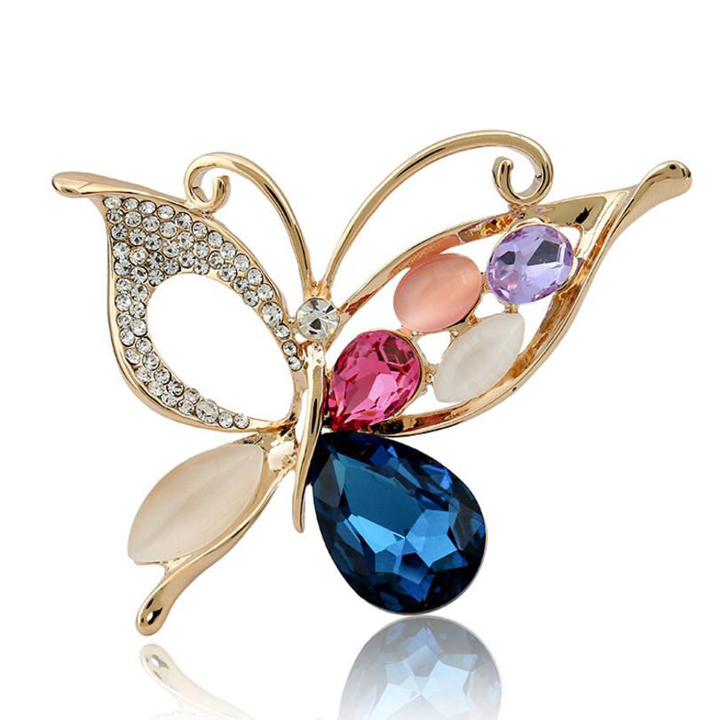 Stylish butterfly Crystal corsage style All-over coat pin classic sweater accessories