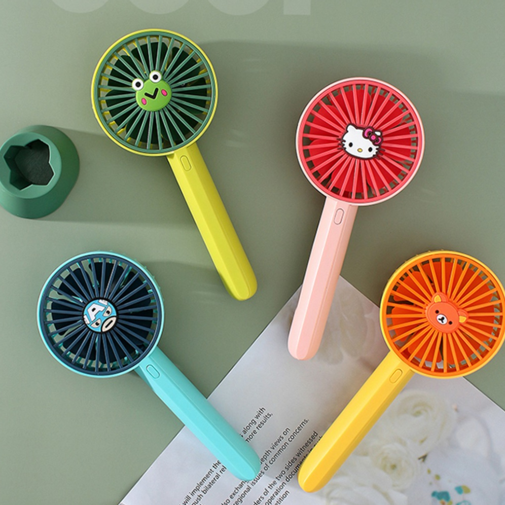 热卖清新萌宠手持小风扇USB充电三档调速桌面风扇学生宿舍户外迷你风扇厂货批发logo定制