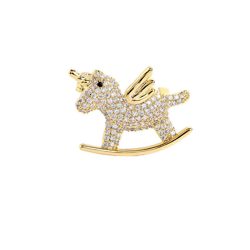 Korean version of Instagram cute animal micro-inlaid zirconium unicorn brooch collar, small shirt accessory for mom and girlfriend Application Scenario