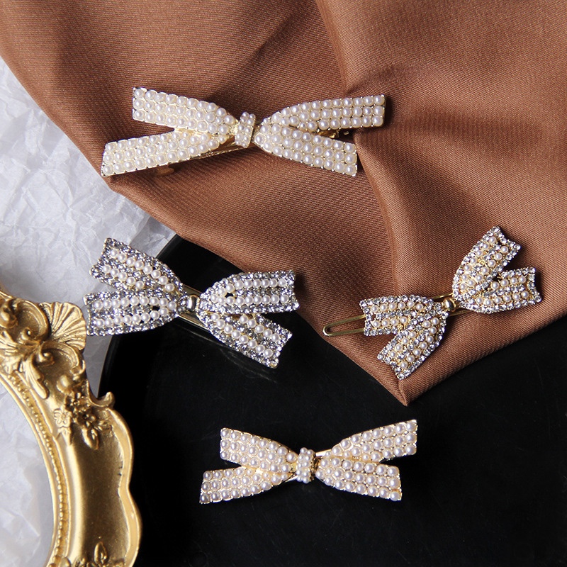 Zhao Liying Chinese restaurant with pearl hair clip Korean version bow with duck mouth clip ladies side Liu seaside clip