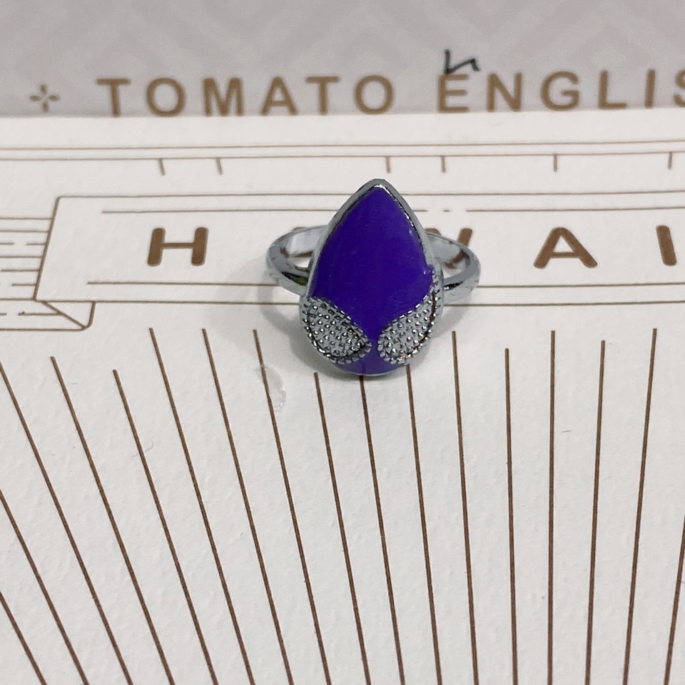 Electric ancient silver drops shape solid color drops oil purple ring face popular fashion all match men's and women's rings