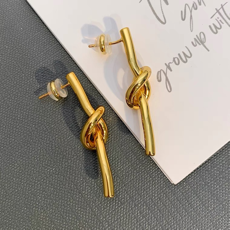 欧美打结耳环2021年新潮ins小众设计高级感金属冷淡风耳饰女