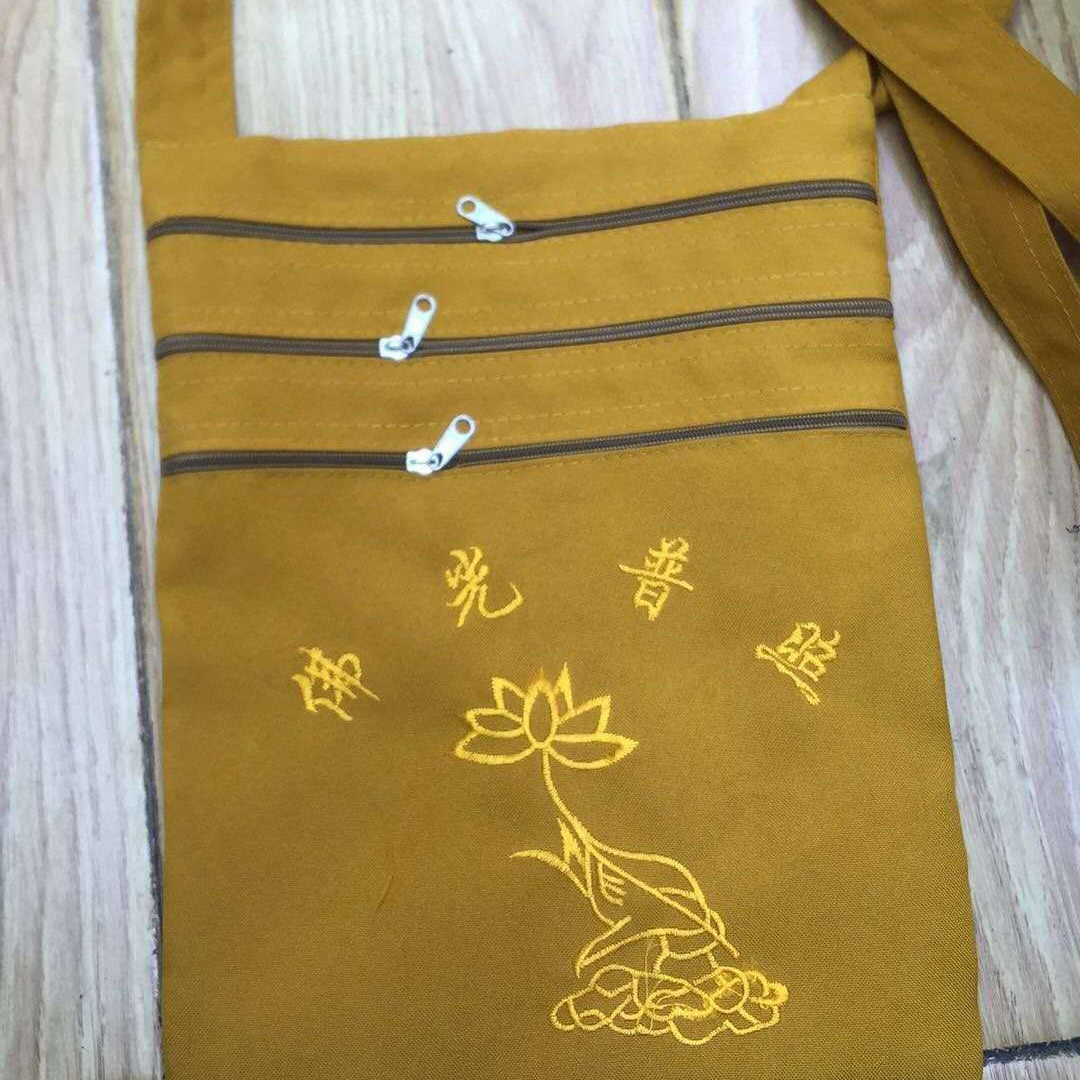 金麒麟A僧包居士包烧香袋念佛包寺院和尚帆布包出家人禅修单肩斜跨包金麒麟014