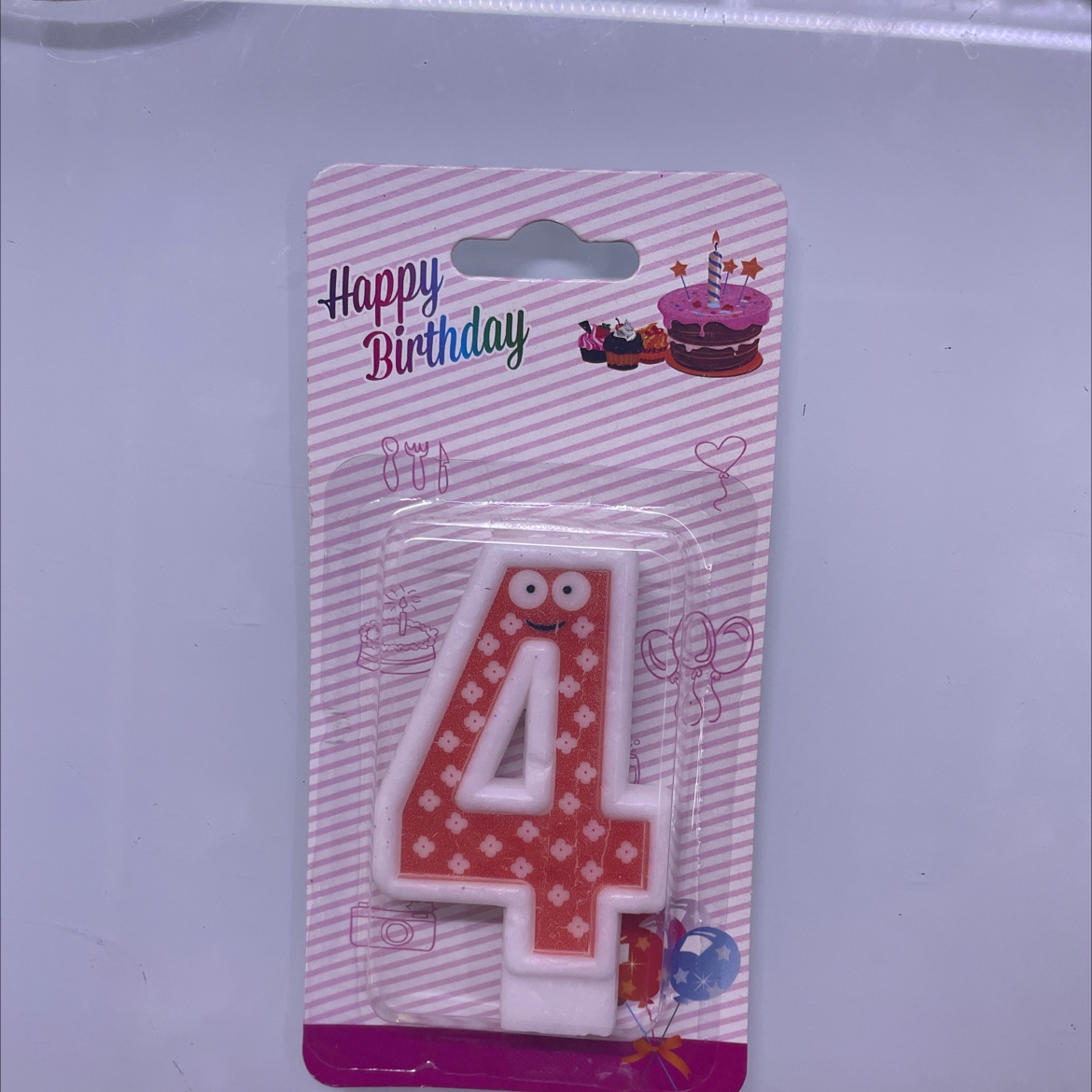 生日蜡烛HAPPY BIRTHDAY CANDLE 可爱卡通简约时尚大气小眼睛数字4