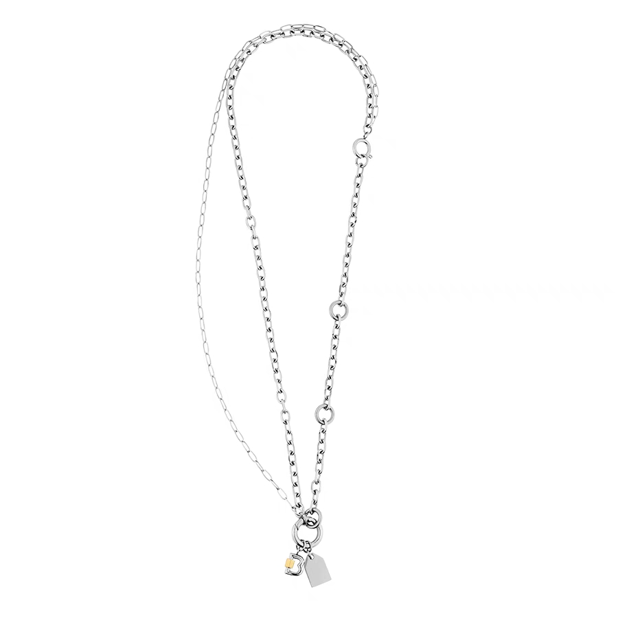 South Korea, Beijing and the United States cold wind double necklace female ins network red retro round brand pendant exaggerated titanium steel clavicle chain tide 25 thumbnail