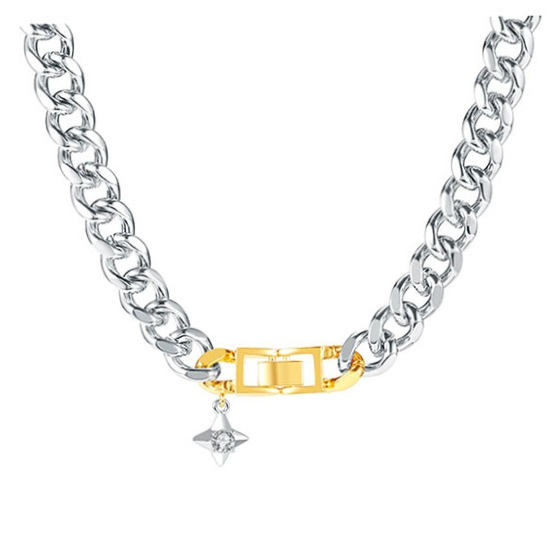 Europe and the United States cold wind double necklace female ins network red retro round brand pendant exaggerated titanium steel collarbone chain tide 51 thumbnail
