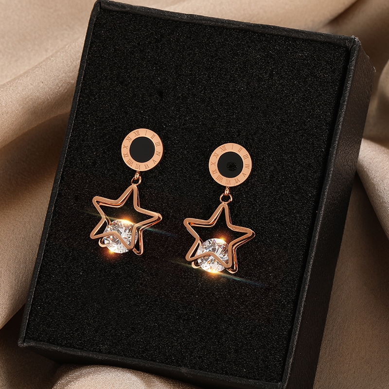 Earrings female summer harbor wind pendant earrings Female summer niche earrings 2021 new fashion original design senior sense pentagonal star Zircon earrings 68 thumbnail