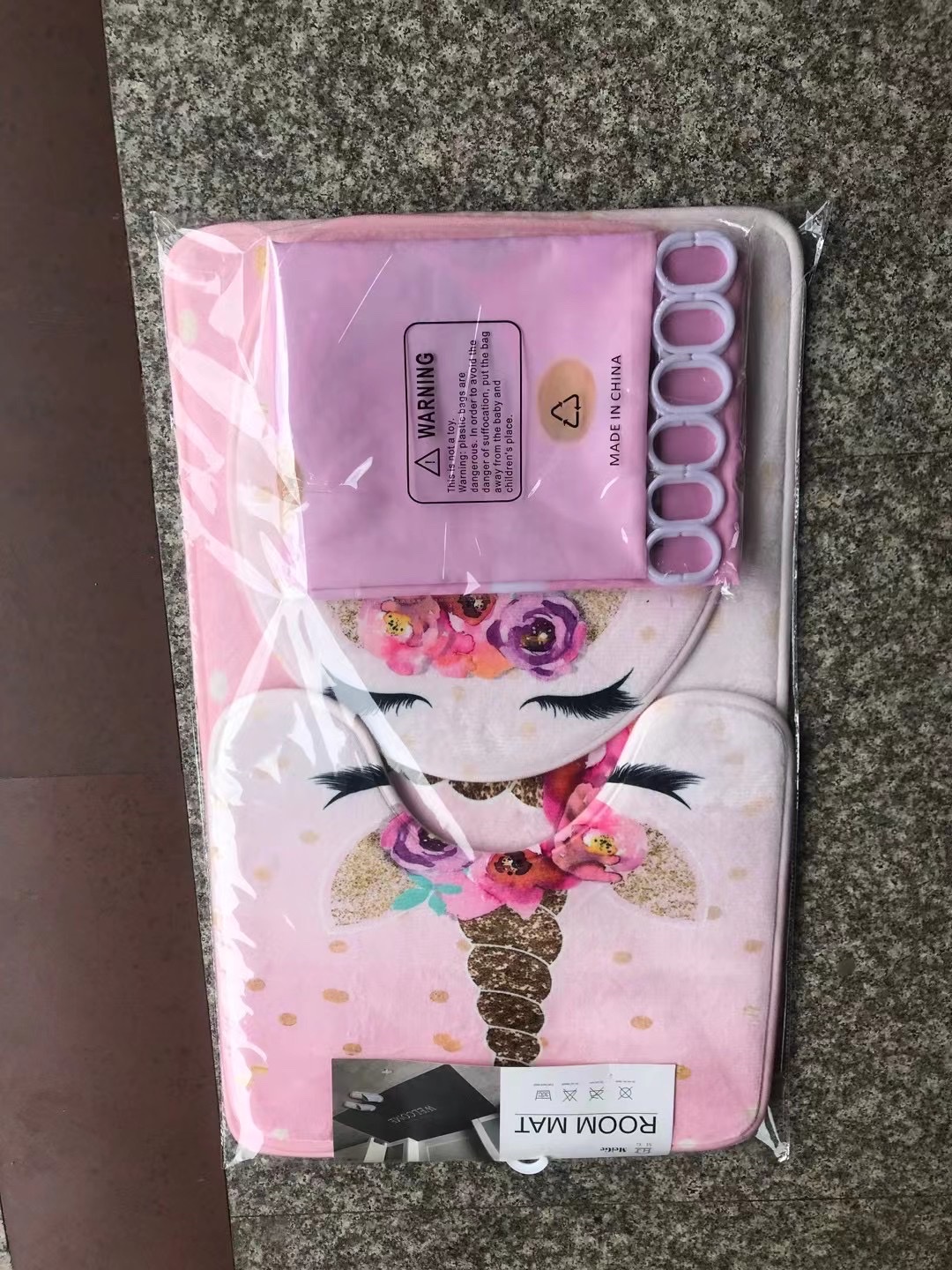 热带植物仙人掌浴帘地垫马桶三件套浴室四件套 数码印花产品图