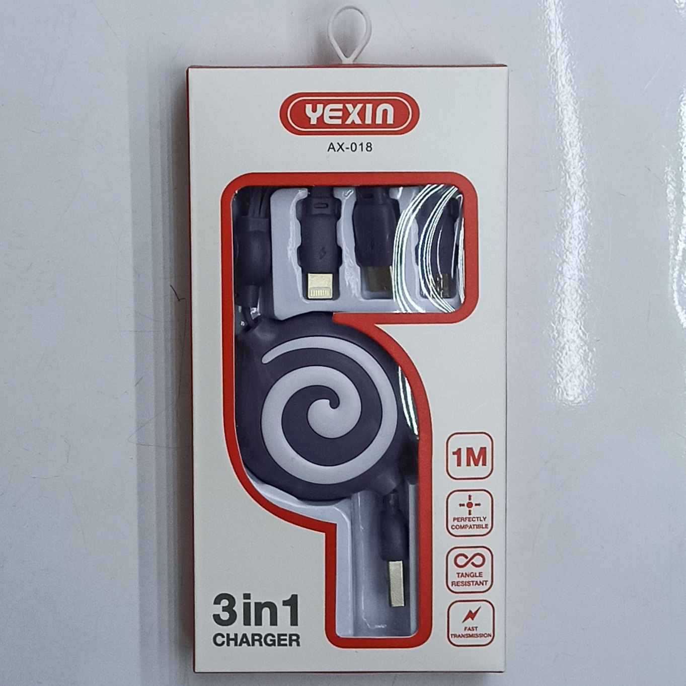 Liquid soft rubber AX-018 data cable for three users, fast charging, Android and Apple three-in-one retractable charging cable, multi-functional