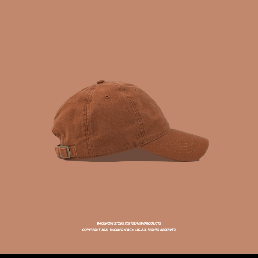 BACKNOW水洗棉纯色日系棒球帽ins男女夏天韩版软黑色鸭舌遮阳帽子02