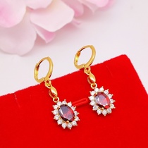 Red magic Mirror zircon set earrings