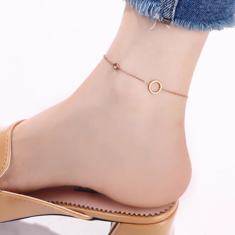 日韩版时尚钛钢女圆圈彩金闺蜜配饰品脚饰