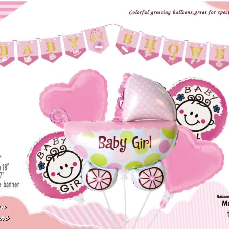 6pcsBaby girl 婴儿车铝模球套装带挂条