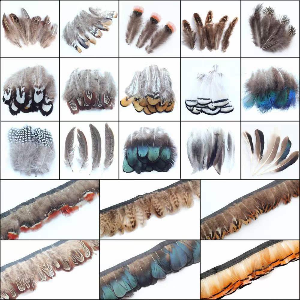 Pheasant feathers or strips of cloth