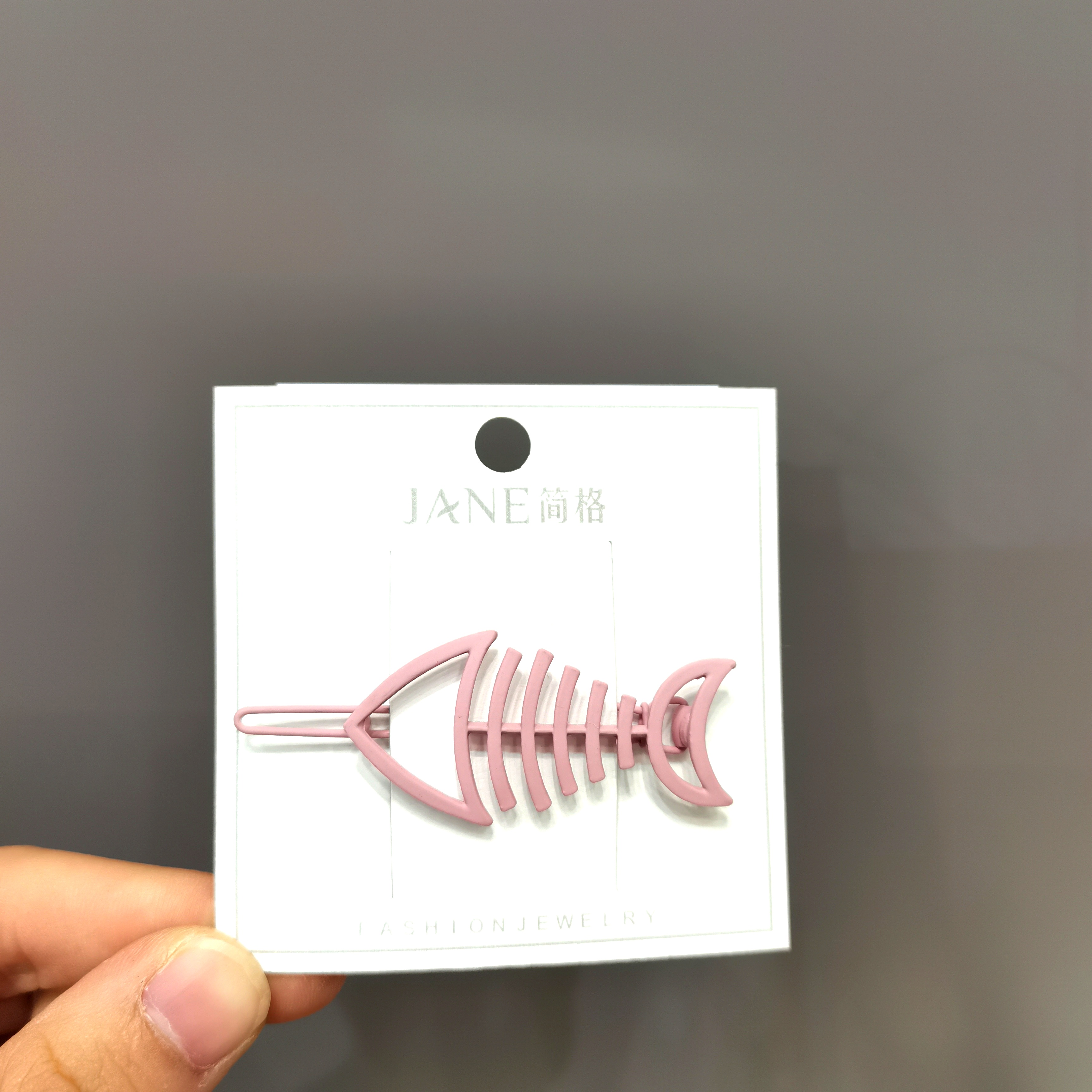 小清新发饰时尚百搭简单款环保漆粉色小鱼形状青蛙夹