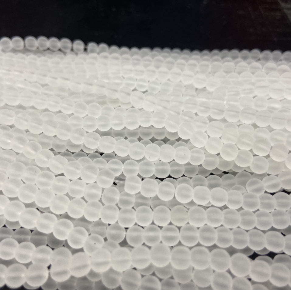 新款水晶玻璃饰品配件10圆珠磨砂白色透明直销