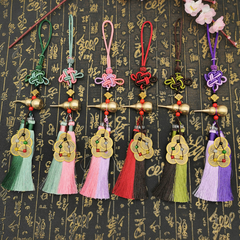 Wholesale of pure copper upper and lower opening gourd pendants, gold, wood, water, fire and earth copper gourd pendants, red, yellow and purple pendants