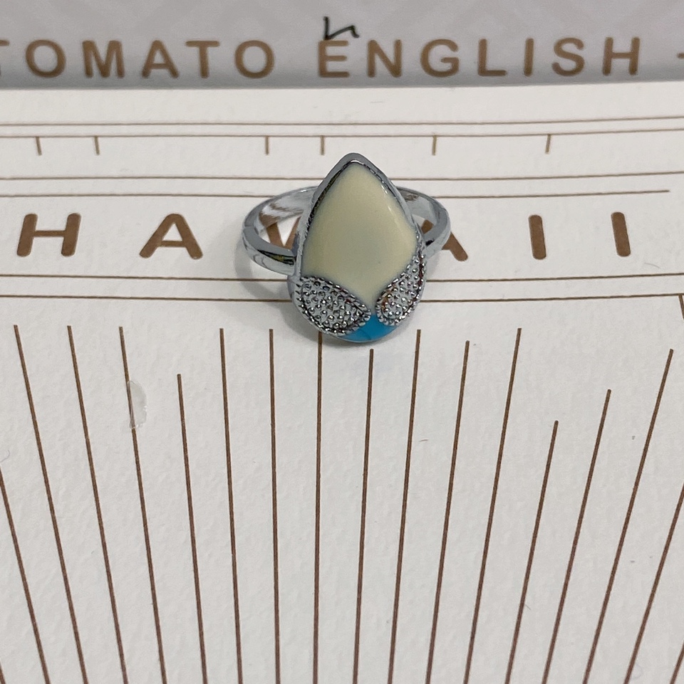 Electric ancient silver drops shape solid color drops oil white ring face popular fashion all match men's and women's rings