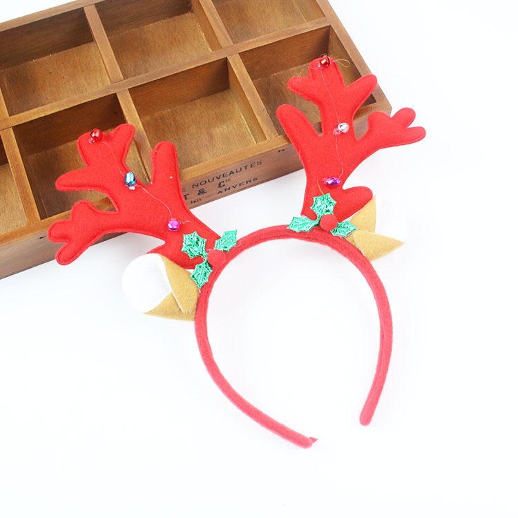 圣诞节发箍发卡成人儿童可爱头箍装饰品发光带灯大鹿角头饰森女系9白底实物图