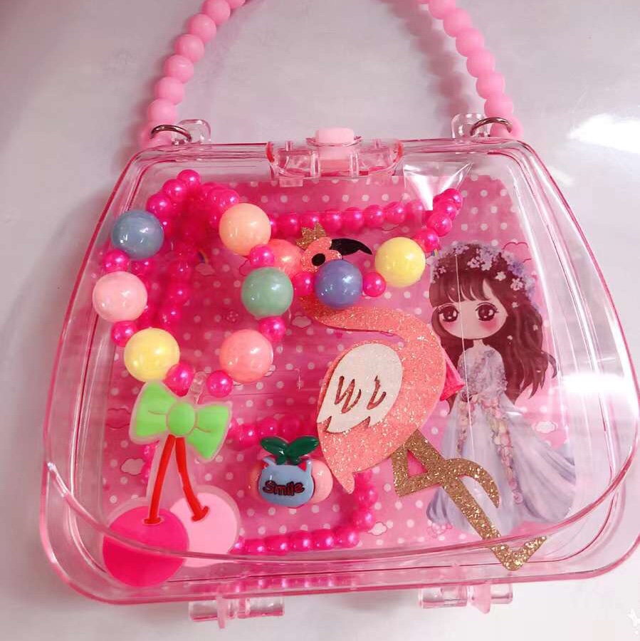 Small hand suitcase Flamingo clip necklace