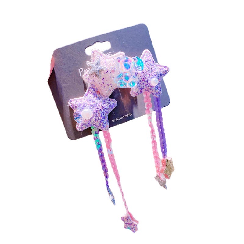 New glitter sequins, heart-shaped stars, tassels, pearls, bear hair clips, children's hair clips, edge clips, hair accessories Item Picture