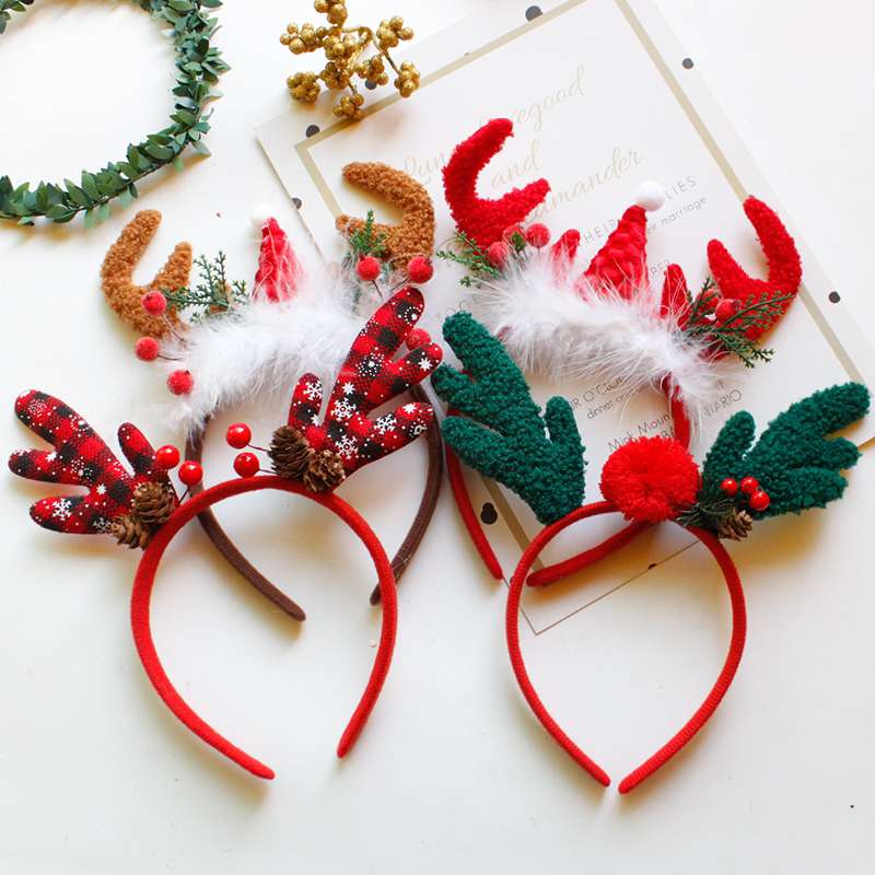圣诞节发箍发卡成人儿童可爱头箍装饰品发光带灯大鹿角头饰森女系9产品图