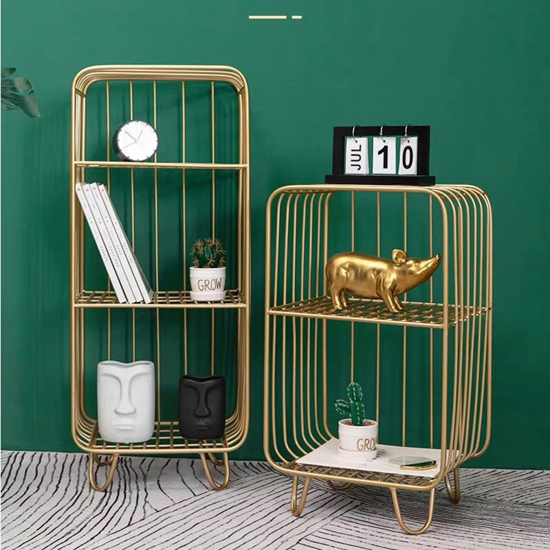 北欧客厅置物架书架床头柜收纳架铁艺货架陈列架