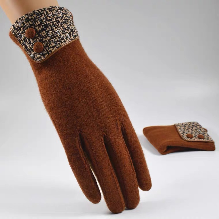 Winter gloves Women's gloves Wool gloves Women's Autumn and Winter warm touch screen Winter fashion