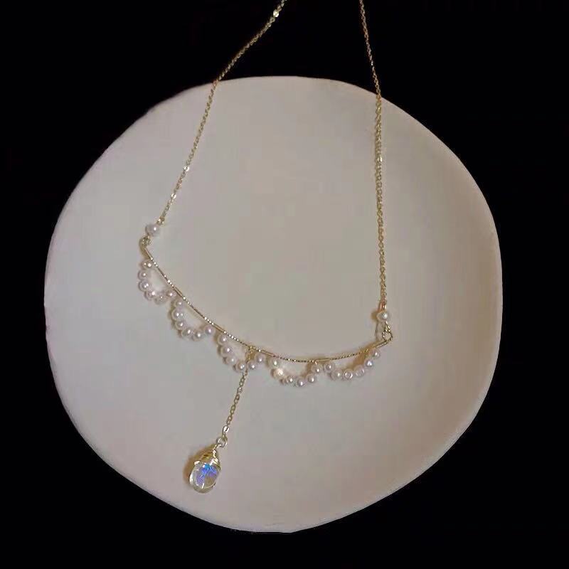 56 "Gift of Venus" Pearl necklace female clavicle chain Crystal pendant Vintage choker 2021 new model