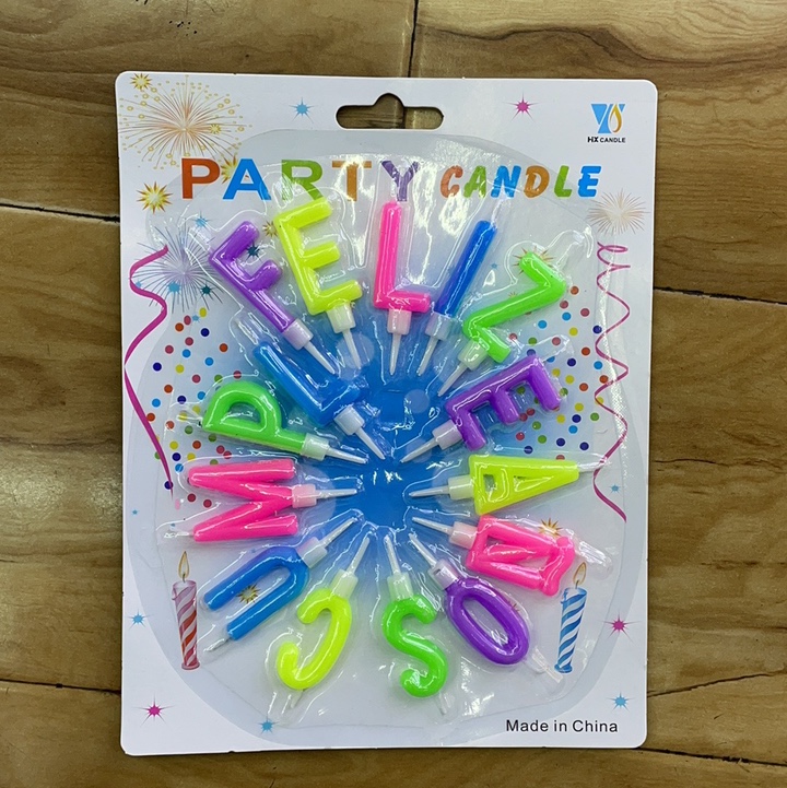 Happy birthday candles in Spanish letters