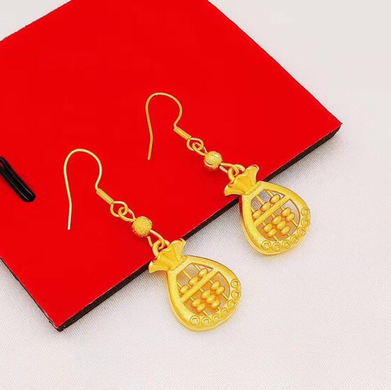 Abacus money bag sand face earrings,