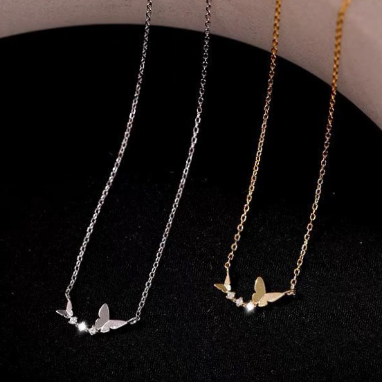 60 "Super Fairy Sparkling diamond butterfly necklace, new Korean style, ins style, cold and minimalist collarbone chain, student gift