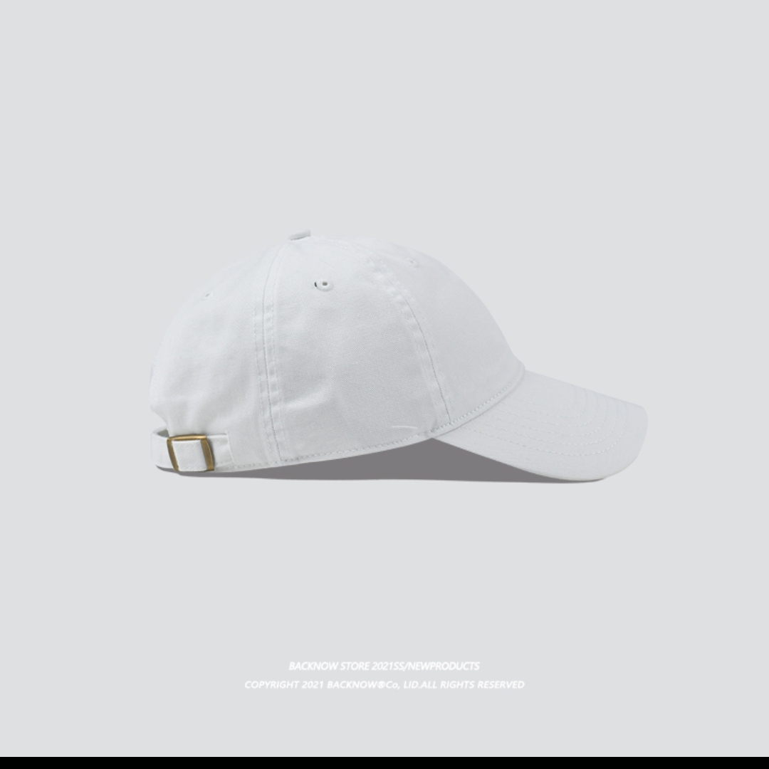 BACKNOW水洗棉纯色日系棒球帽ins男女夏天韩版软黑色鸭舌遮阳帽子